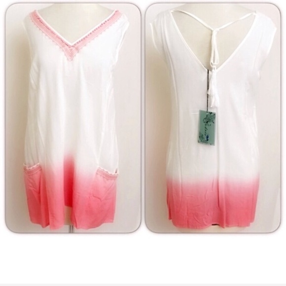 Blush Ombré Sleeveless Tunic Top Blouse SM - Picture 4 of 4